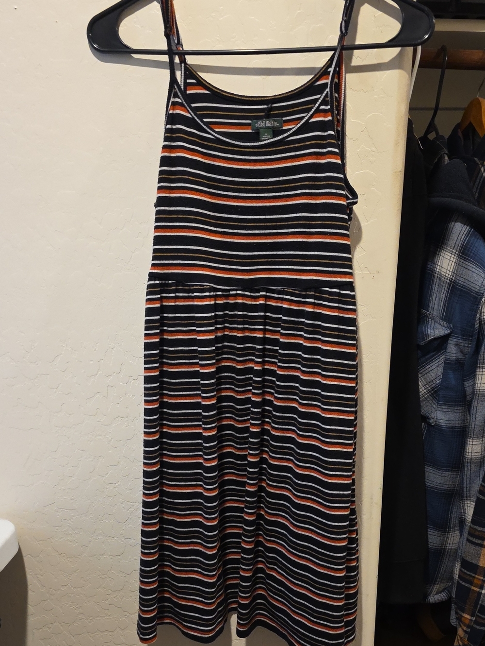 wild fable Black, White & Rust Striped Scoop Tank Dress - Picture 1 of 7